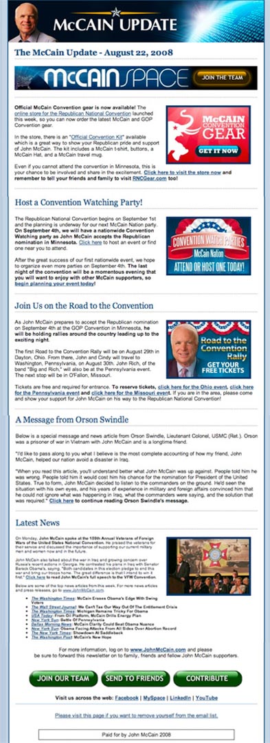 Comparing the Obama and McCain Emails mccain long email Comparing the Obama and McCain Emails