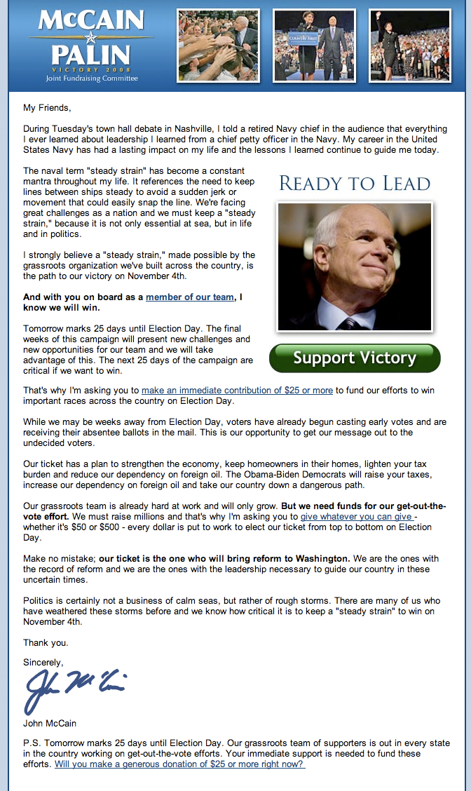Comparing the Obama and McCain Emails mccain long Comparing the Obama and McCain Emails