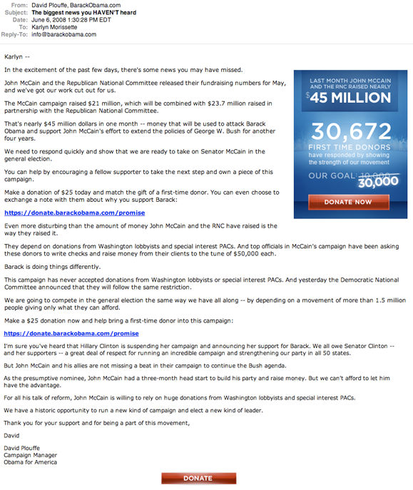 Comparing the Obama and McCain Emails obama long Comparing the Obama and McCain Emails
